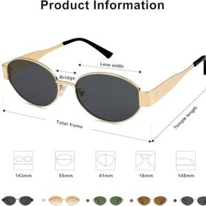 CREEK Retro Oval Sunglasses for Women & Men | Trendy Metal Sun Glasses Classic Shades | UV400 Protection
